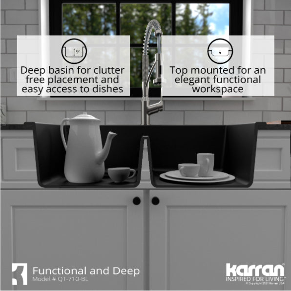 Quartz Composite Black Kitchen Sink Matte 9