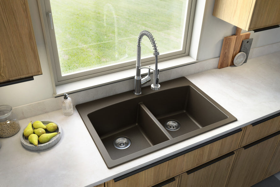 Quartz Composite Brown Kitchen Sink Matte 4
