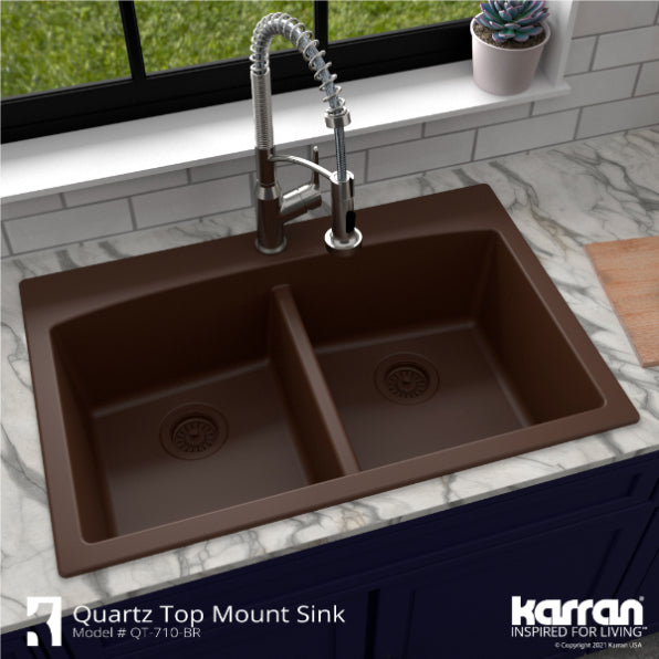 Quartz Composite Brown Kitchen Sink Matte 5
