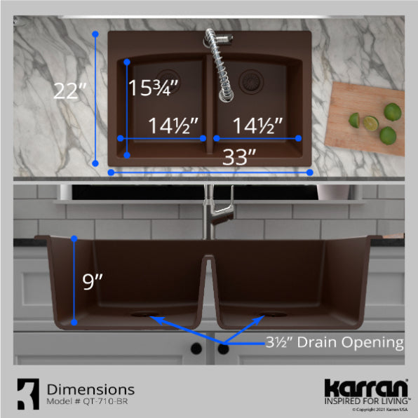 Quartz Composite Brown Kitchen Sink Matte 7