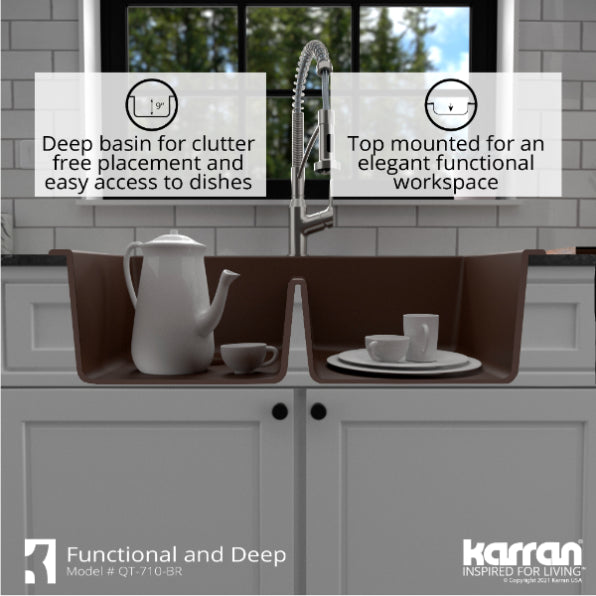 Quartz Composite Brown Kitchen Sink Matte 8