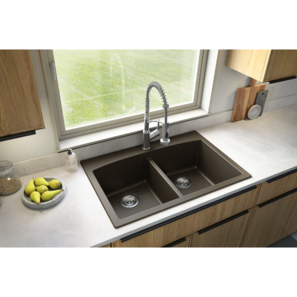 Quartz Composite Brown Kitchen Sink Matte 4