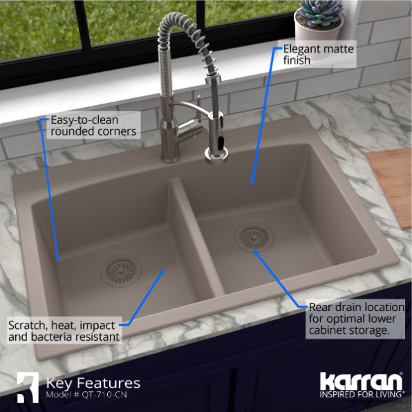 Quartz Composite Concrete Kitchen Sink Matte 6