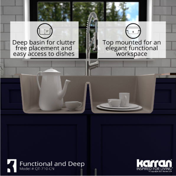 Quartz Composite Concrete Kitchen Sink Matte 8