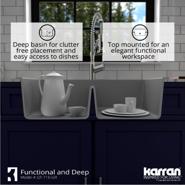Quartz Composite Grey Kitchen Sink Matte 9