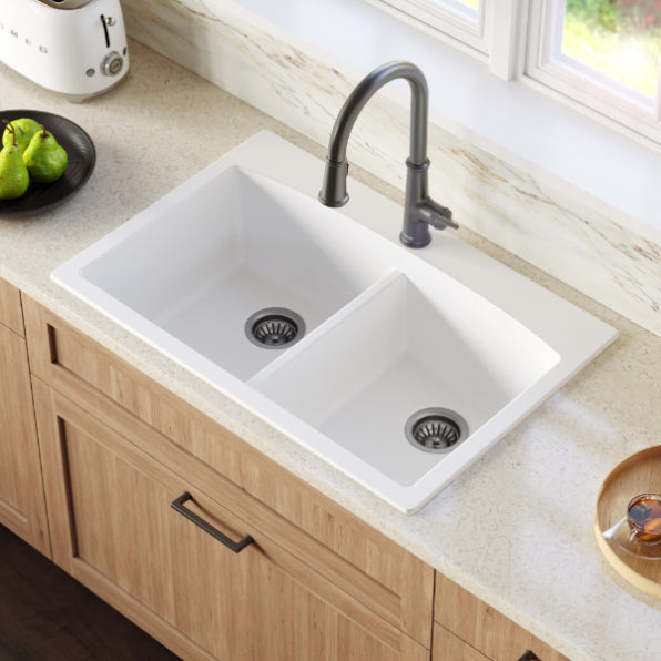Quartz Composite White Kitchen Sink Matte 4