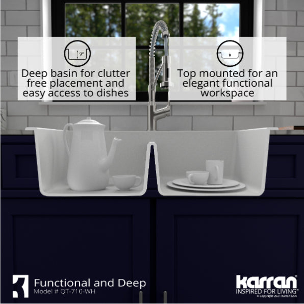 Quartz Composite White Kitchen Sink Matte 9