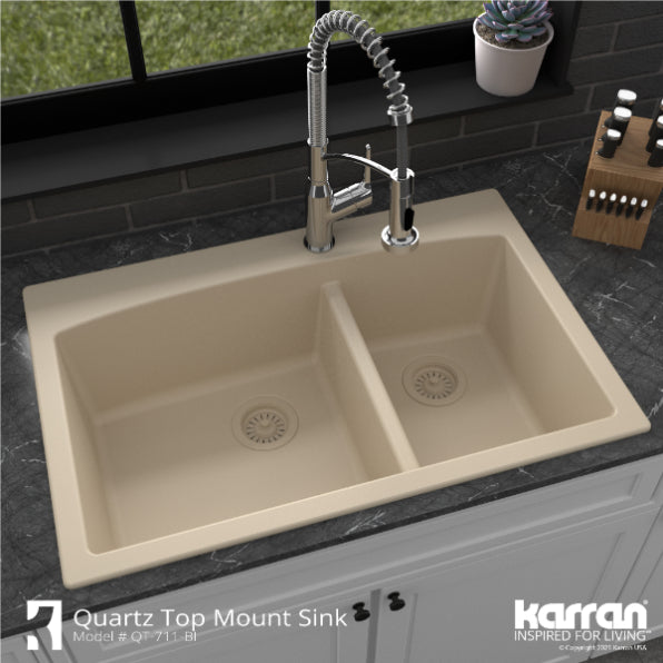 Quartz Composite Bisque Kitchen Sink Matte 5