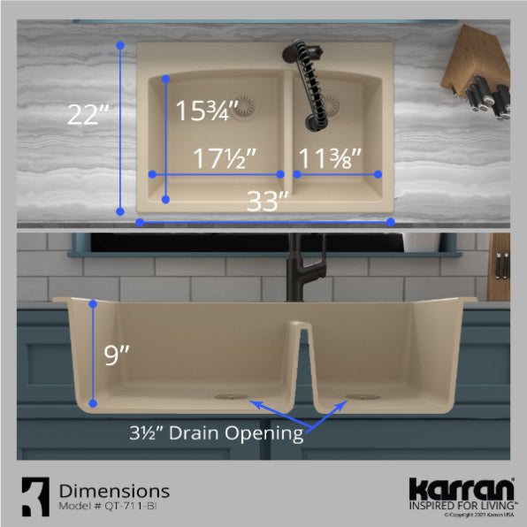 Quartz Composite Bisque Kitchen Sink Matte 7