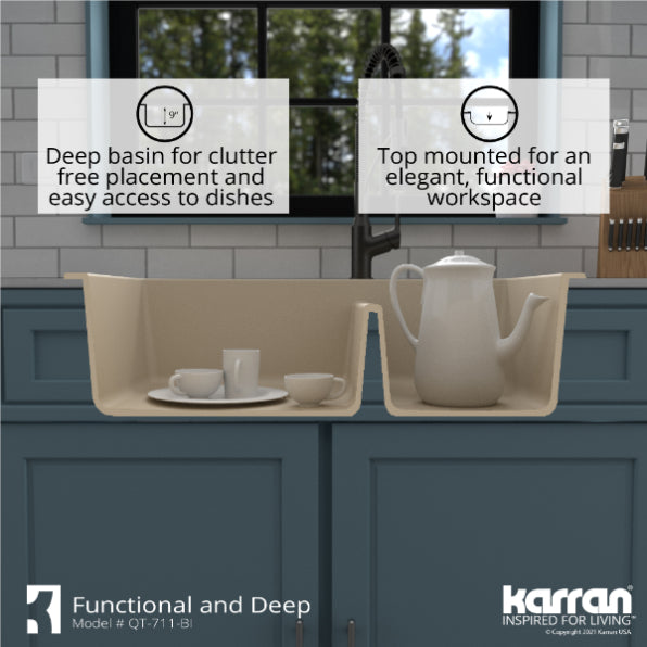 Quartz Composite Bisque Kitchen Sink Matte 8