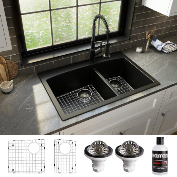 Quartz Composite Black Kitchen Sink Matte 4
