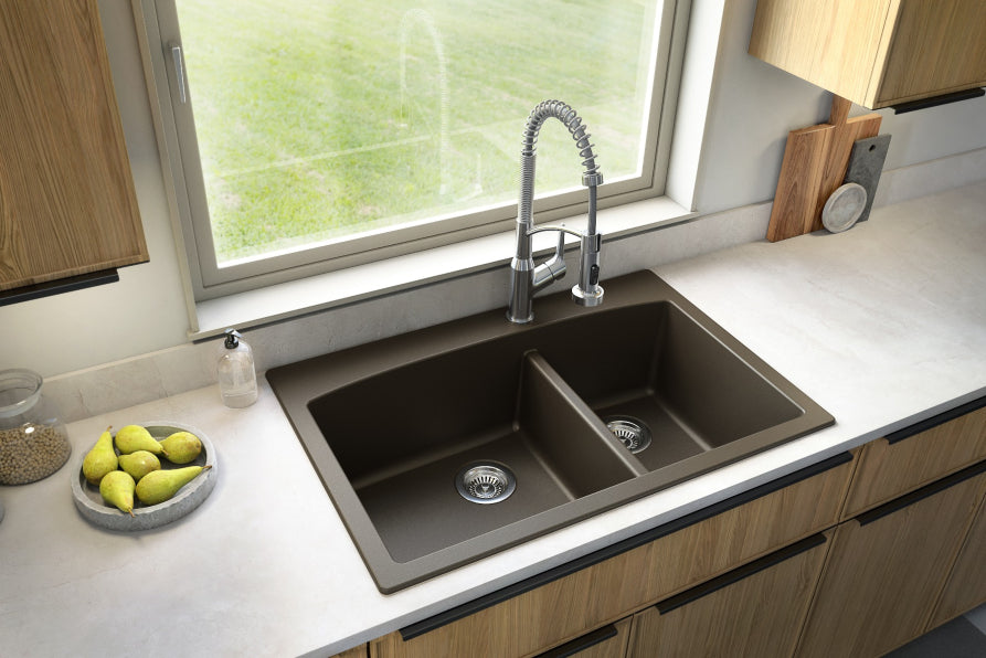 Quartz Composite Brown Kitchen Sink Matte 4