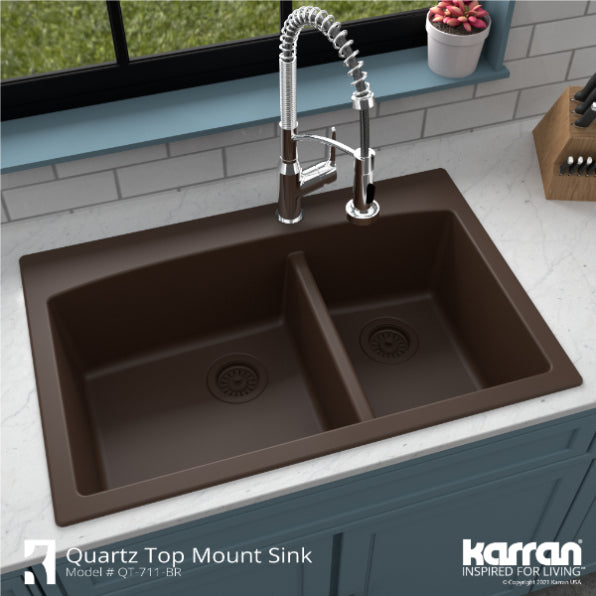 Quartz Composite Brown Kitchen Sink Matte 5