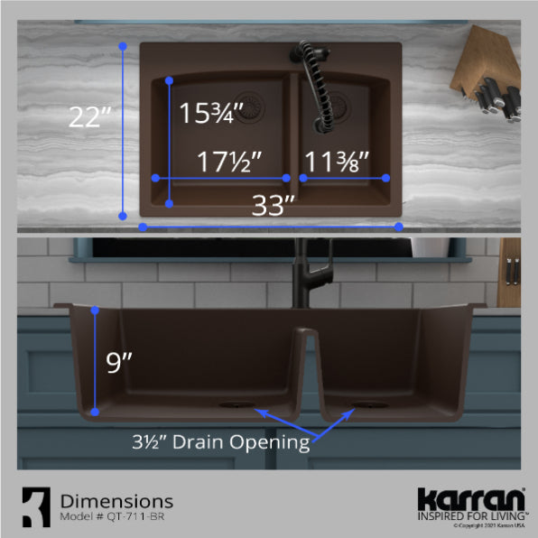 Quartz Composite Brown Kitchen Sink Matte 7