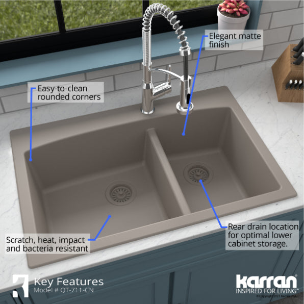 Quartz Composite Concrete Kitchen Sink Matte 6