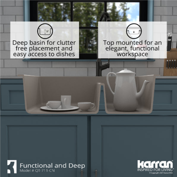 Quartz Composite Concrete Kitchen Sink Matte 8