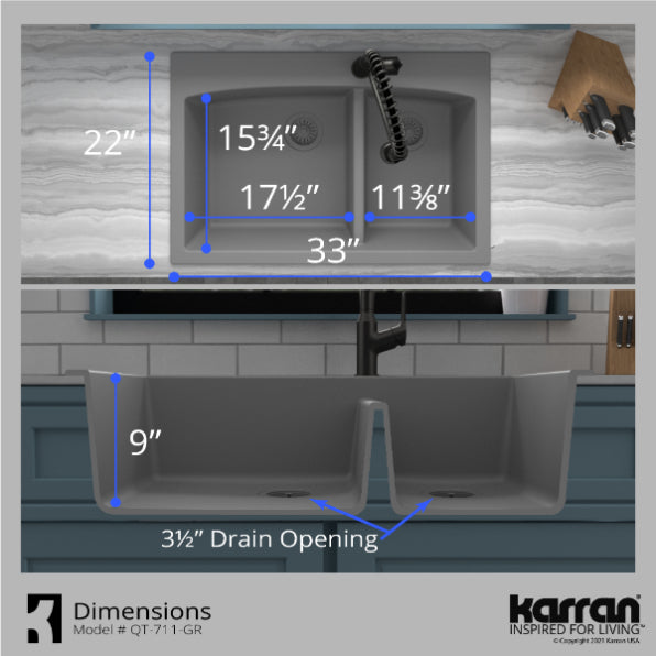 Quartz Composite Grey Kitchen Sink Matte 7
