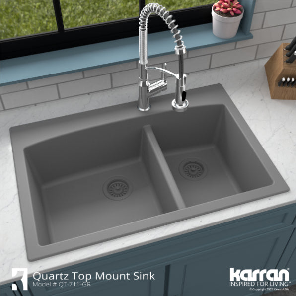 Quartz Composite Grey Kitchen Sink Matte 5