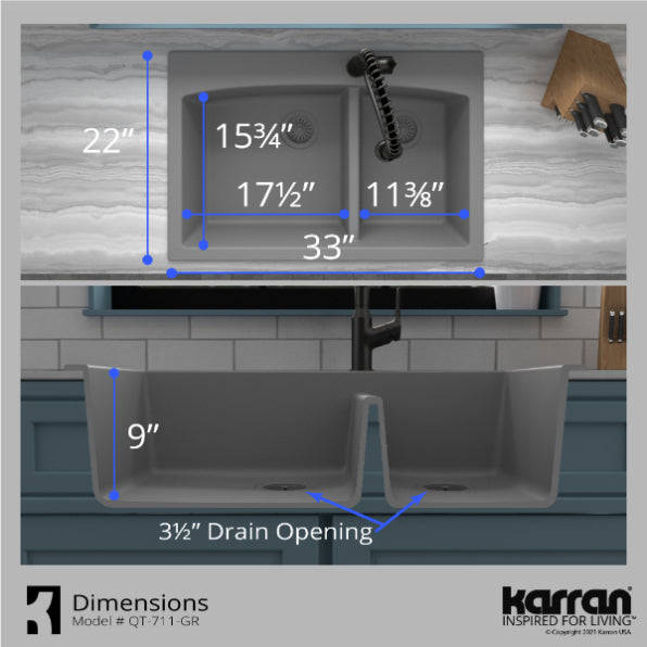 Quartz Composite Grey Kitchen Sink Matte 7