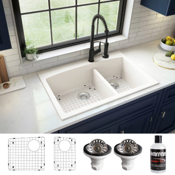 Quartz Composite White Kitchen Sink Matte 4