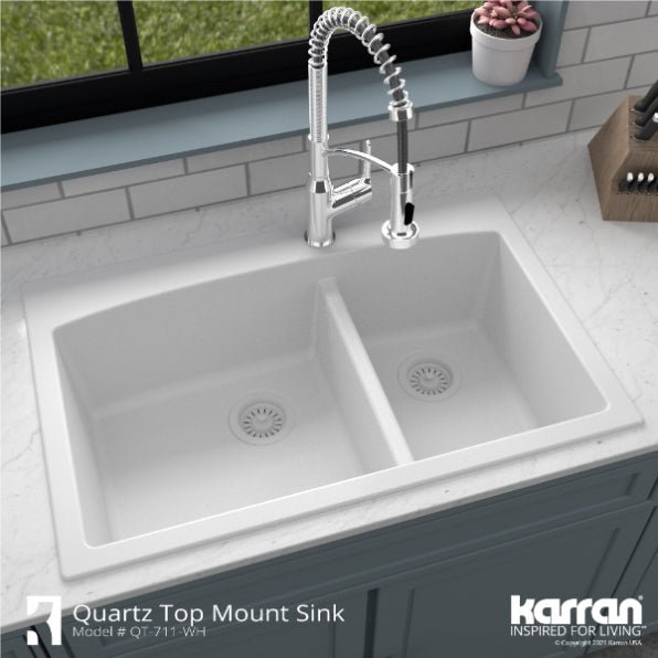Quartz Composite White Kitchen Sink Matte 5
