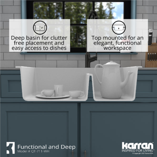 Quartz Composite White Kitchen Sink Matte 8