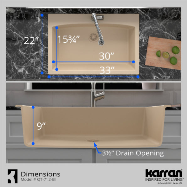 Quartz Composite Bisque Kitchen Sink Matte 7