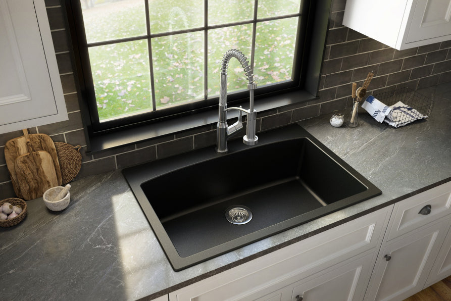 Quartz Composite Black Kitchen Sink Matte 5