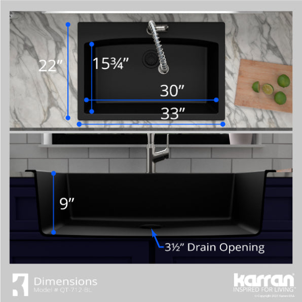 Quartz Composite Black Kitchen Sink Matte 8