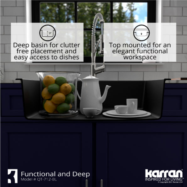 Quartz Composite Black Kitchen Sink Matte 9