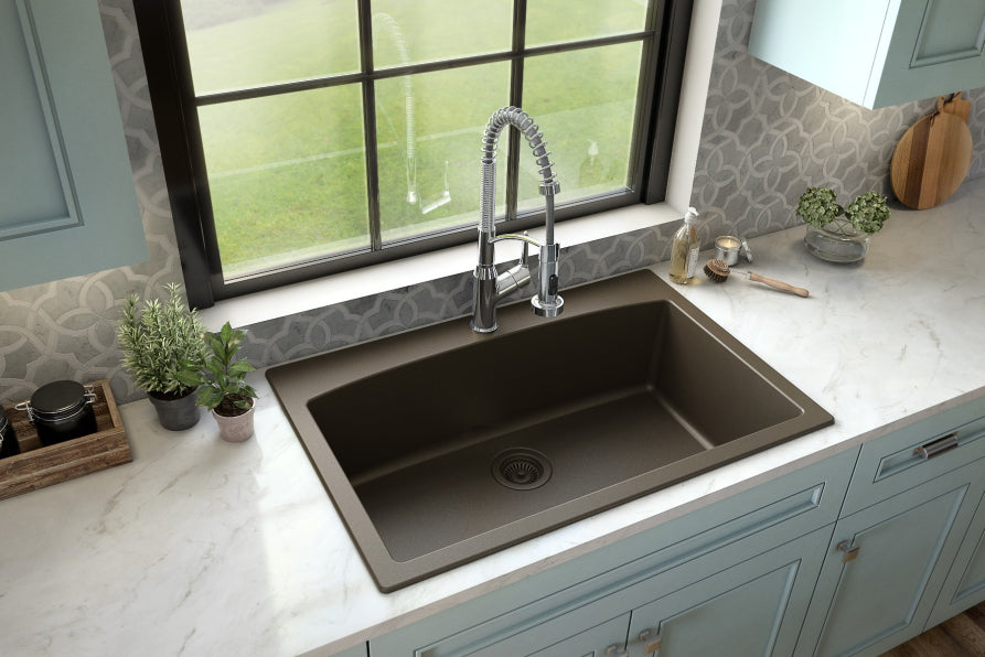 Quartz Composite Brown Kitchen Sink Matte 4