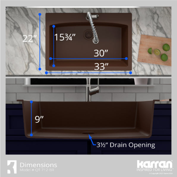 Quartz Composite Brown Kitchen Sink Matte 7