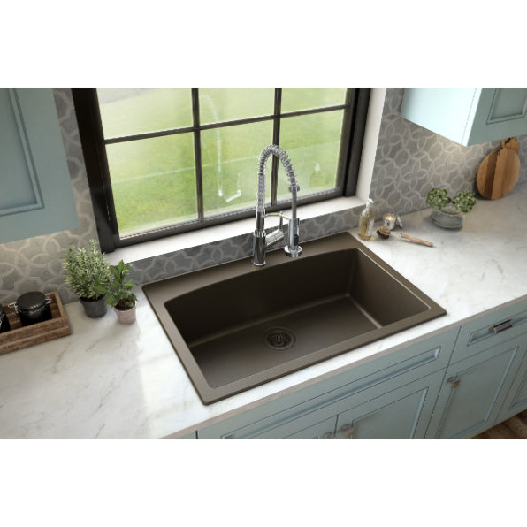 Quartz Composite Brown Kitchen Sink Matte 4