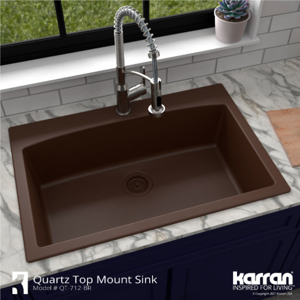 Quartz Composite Brown Kitchen Sink Matte 5