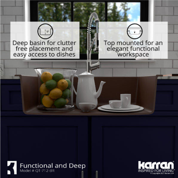Quartz Composite Brown Kitchen Sink Matte 8
