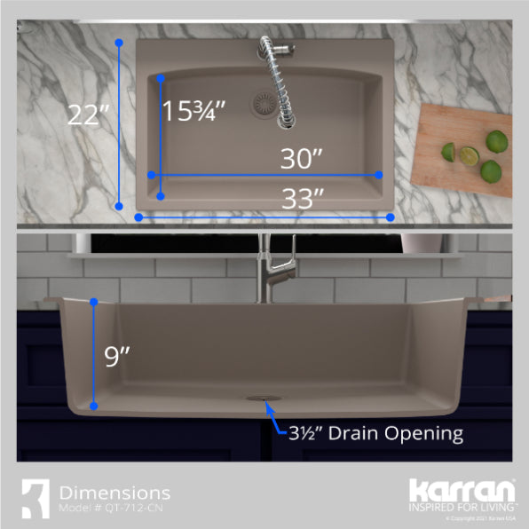 Quartz Composite Concrete Kitchen Sink Matte 7