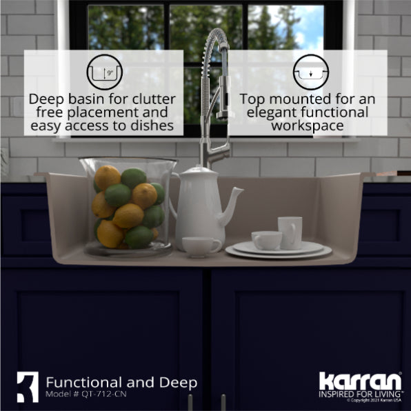 Quartz Composite Concrete Kitchen Sink Matte 8