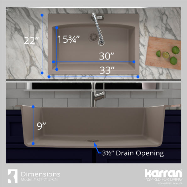 Quartz Composite Concrete Kitchen Sink Matte 7