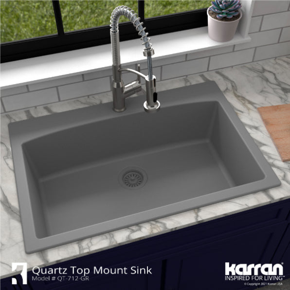 Quartz Composite Grey Kitchen Sink Matte 5