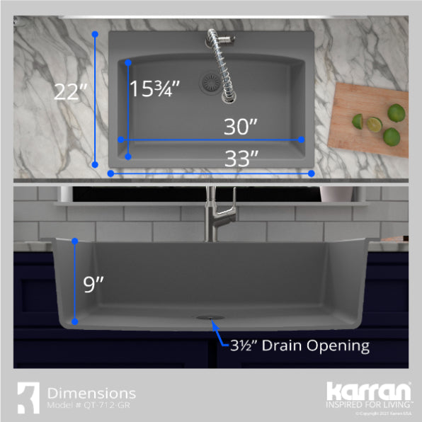 Quartz Composite Grey Kitchen Sink Matte 7