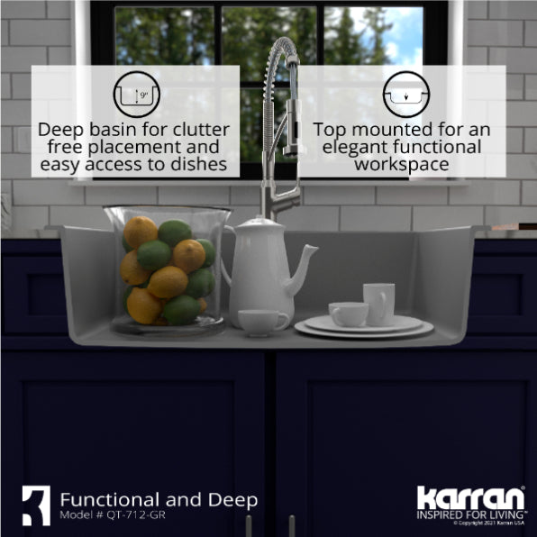 Quartz Composite Grey Kitchen Sink Matte 8