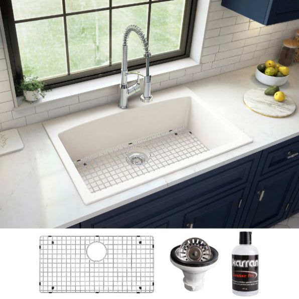 Quartz Composite White Kitchen Sink Matte 4