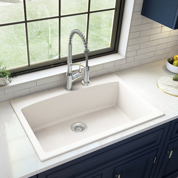 Quartz Composite White Kitchen Sink Matte 5