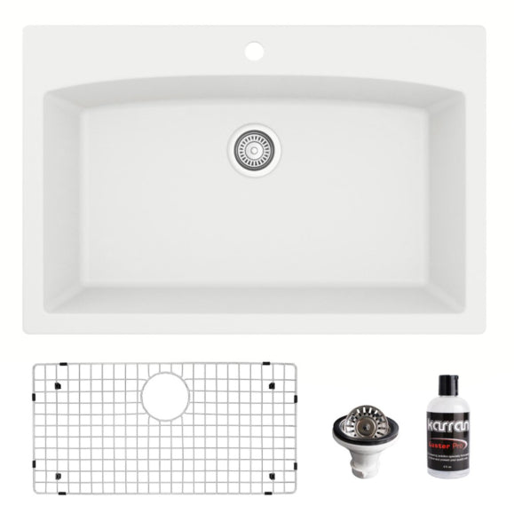 Quartz Composite White Kitchen Sink Matte 1