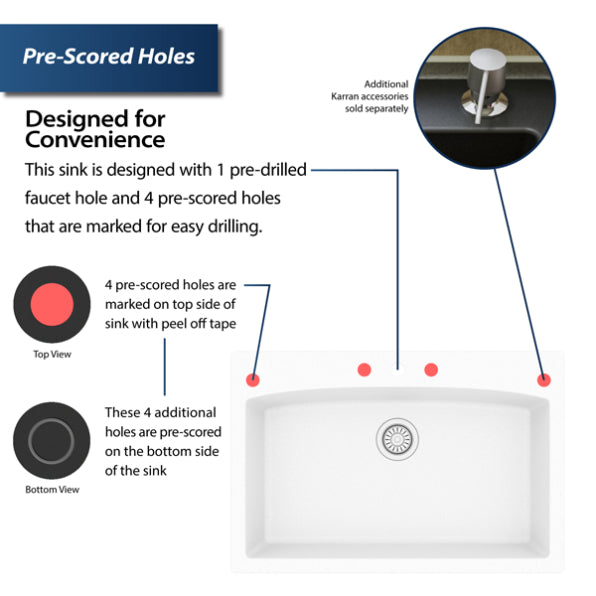 Quartz Composite White Kitchen Sink Matte 4
