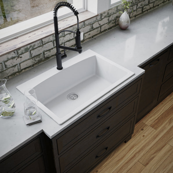Quartz Composite White Kitchen Sink Matte 5