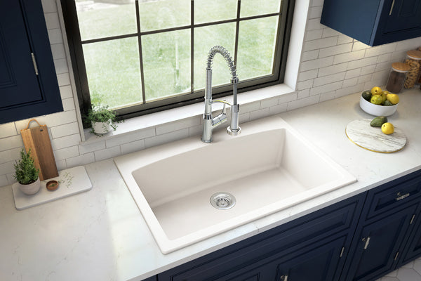 Quartz Composite White Kitchen Sink Matte 6