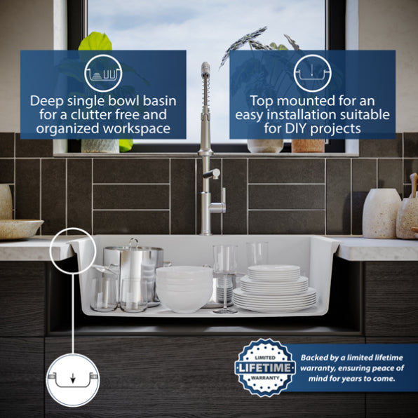 Quartz Composite White Kitchen Sink Matte 8