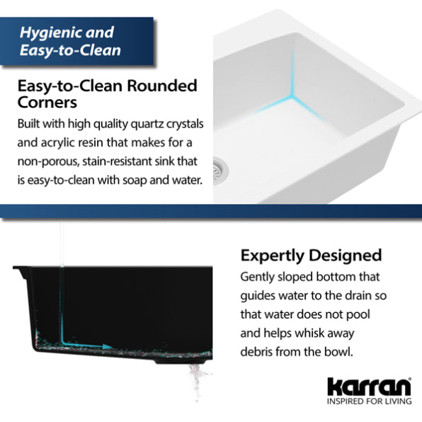 Quartz Composite White Kitchen Sink Matte 9