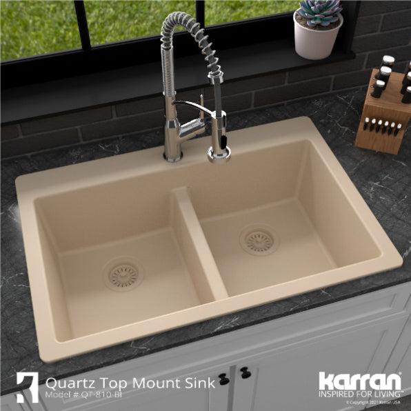 Quartz Composite Bisque Kitchen Sink Matte 5